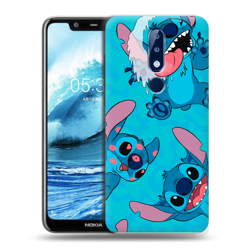 Силиконовый противоударный чехол на Nokia 5.1 Plus с принтом Лило и Стич Силиконовый противоударный чехол на Nokia 5.1 Plus с принтом Лило и Стич