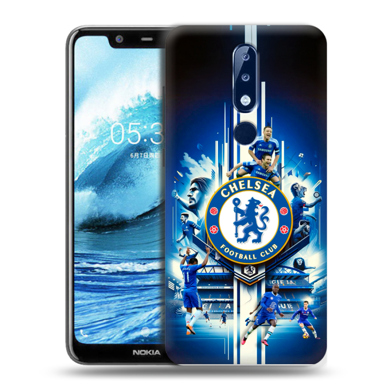 Силиконовый противоударный чехол на Nokia 5.1 Plus с принтом Chelsea Челси Силиконовый противоударный чехол на Nokia 5.1 Plus с принтом Chelsea Челси