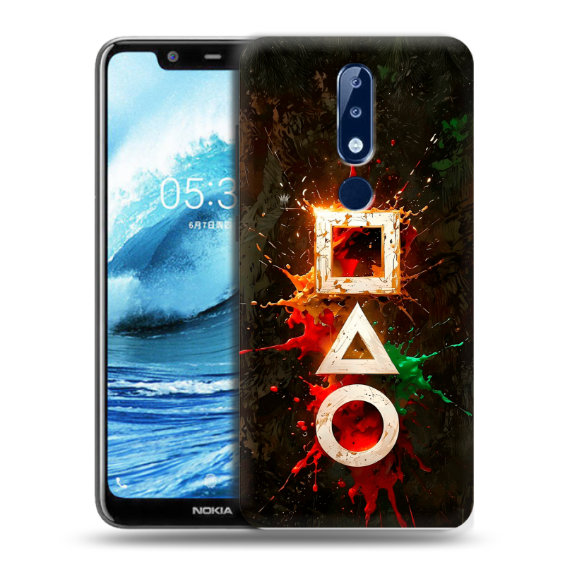 Силиконовый противоударный чехол на Nokia 5.1 Plus с принтом Squid Game Игра кальмара Силиконовый противоударный чехол на Nokia 5.1 Plus с принтом Squid Game Игра кальмара