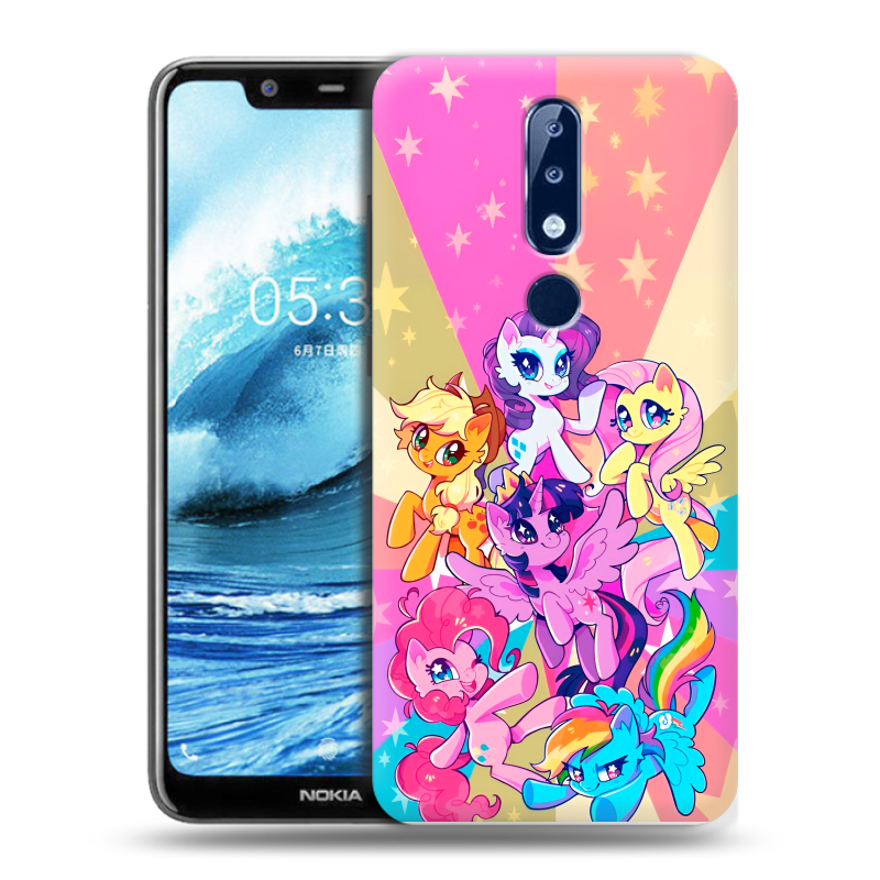 Силиконовый противоударный чехол на Nokia 5.1 Plus с принтом My little pony Дружба чудо Силиконовый противоударный чехол на Nokia 5.1 Plus с принтом My little pony Дружба чудо