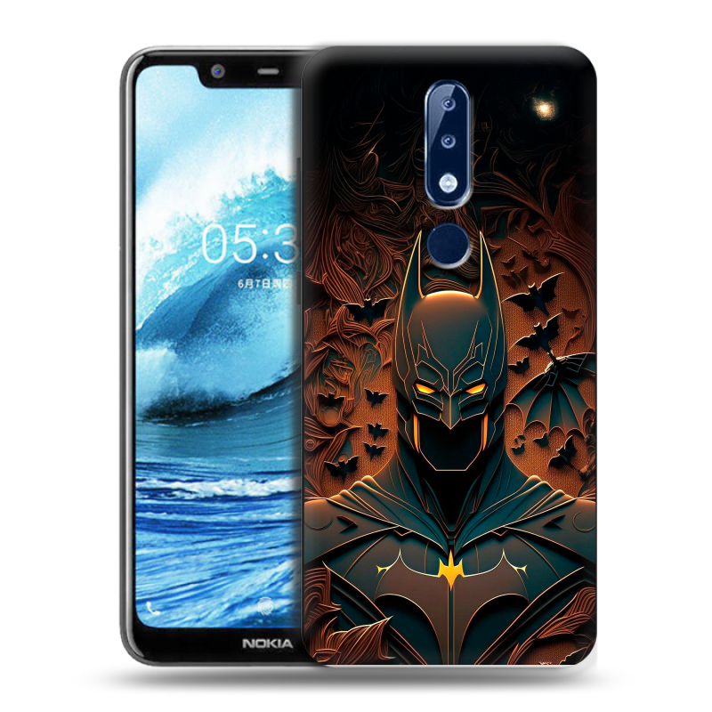 Силиконовый противоударный чехол на Nokia 5.1 Plus с принтом Batman Бэтмен Силиконовый противоударный чехол на Nokia 5.1 Plus с принтом Batman Бэтмен