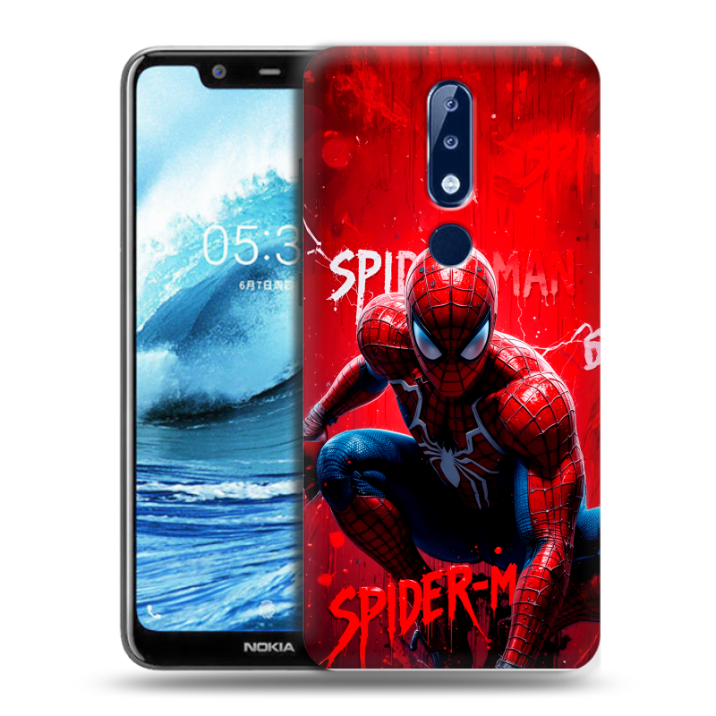 Силиконовый чехол на Nokia 5.1 Plus с принтом Spiderman Человек паук Силиконовый чехол на Nokia 5.1 Plus с принтом Spiderman Человек паук