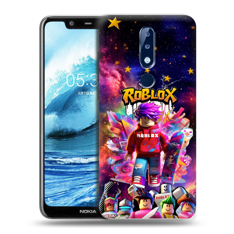 Силиконовый противоударный чехол на Nokia 5.1 Plus с принтом Roblox Роблокс Силиконовый противоударный чехол на Nokia 5.1 Plus с принтом Roblox Роблокс