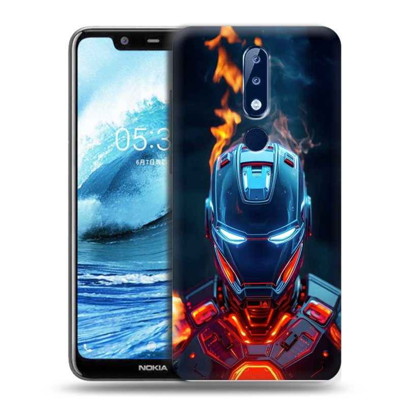 Силиконовый противоударный чехол на Nokia 5.1 Plus с принтом IronMan Железный человек Силиконовый противоударный чехол на Nokia 5.1 Plus с принтом IronMan Железный человек