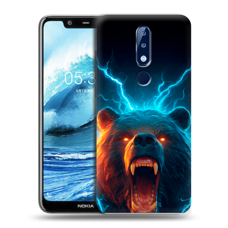 Силиконовый чехол на Nokia 5.1 Plus с принтом Медведь Силиконовый чехол на Nokia 5.1 Plus с принтом Медведь