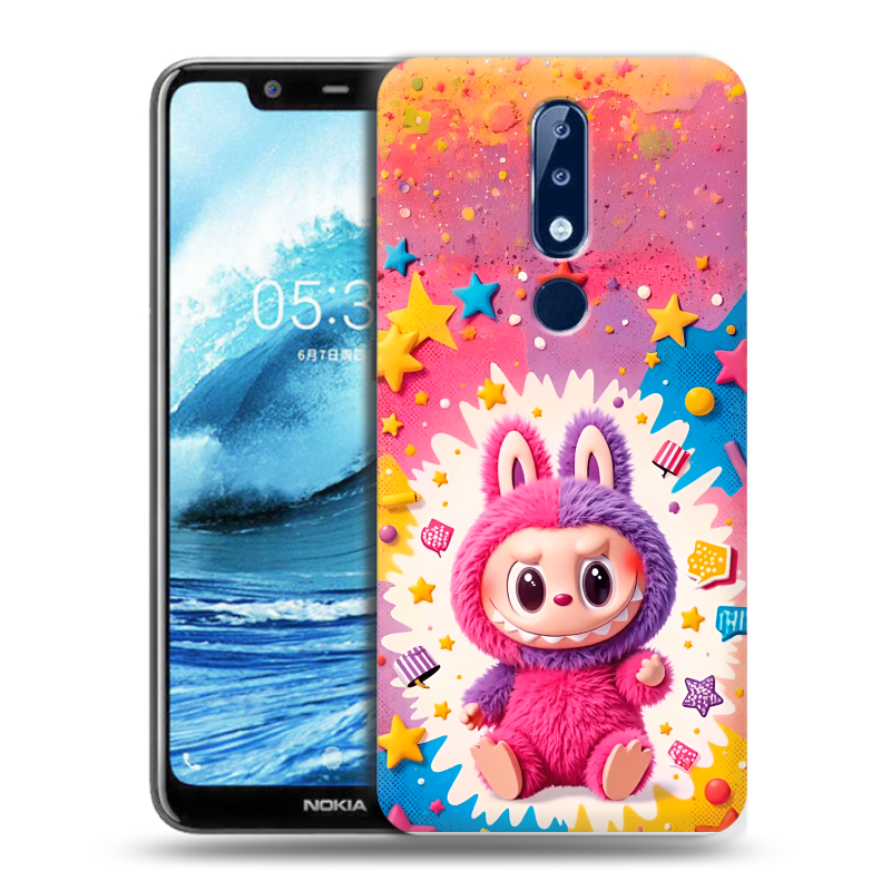 Силиконовый чехол на Nokia 5.1 Plus с принтом Labubu Лабубу Силиконовый чехол на Nokia 5.1 Plus с принтом Labubu Лабубу