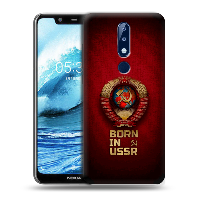 Силиконовый чехол на Nokia 5.1 Plus с принтом Флаг Герб СССР Силиконовый чехол на Nokia 5.1 Plus с принтом Флаг Герб СССР