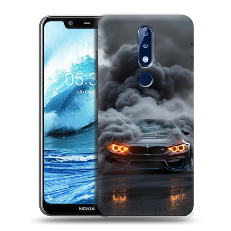 Силиконовый противоударный чехол на Nokia 5.1 Plus с принтом BMW БМВ Силиконовый противоударный чехол на Nokia 5.1 Plus с принтом BMW БМВ