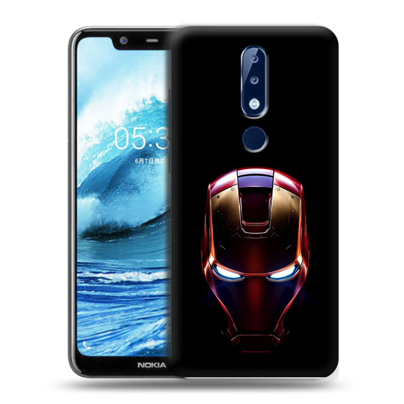 Силиконовый противоударный чехол на Nokia 5.1 Plus с принтом IronMan Железный человек Силиконовый противоударный чехол на Nokia 5.1 Plus с принтом IronMan Железный человек