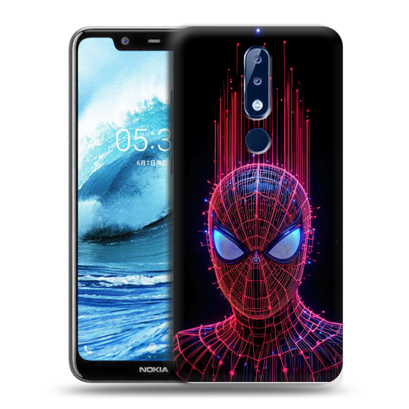Силиконовый противоударный чехол на Nokia 5.1 Plus с принтом Spiderman Человек паук Силиконовый противоударный чехол на Nokia 5.1 Plus с принтом Spiderman Человек паук