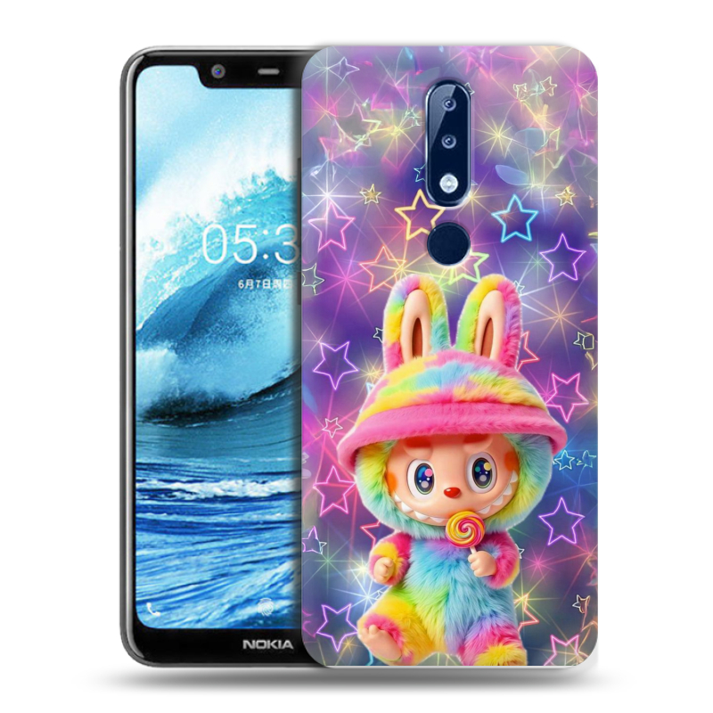 Силиконовый противоударный чехол на Nokia 5.1 Plus с принтом Labubu Лабубу Силиконовый противоударный чехол на Nokia 5.1 Plus с принтом Labubu Лабубу