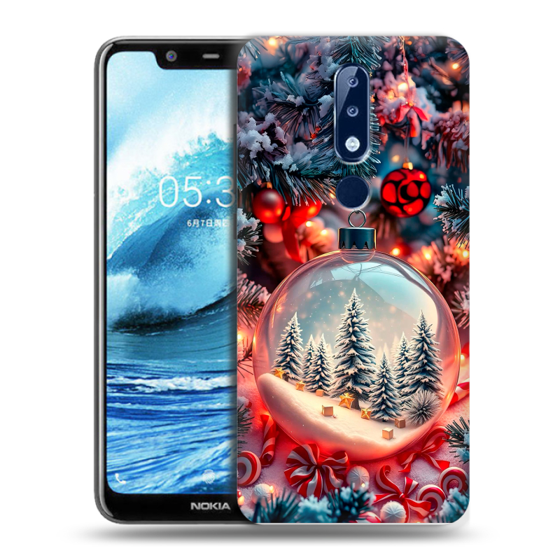 Силиконовый чехол на Nokia 5.1 Plus с принтом Новый год Силиконовый чехол на Nokia 5.1 Plus с принтом Новый год