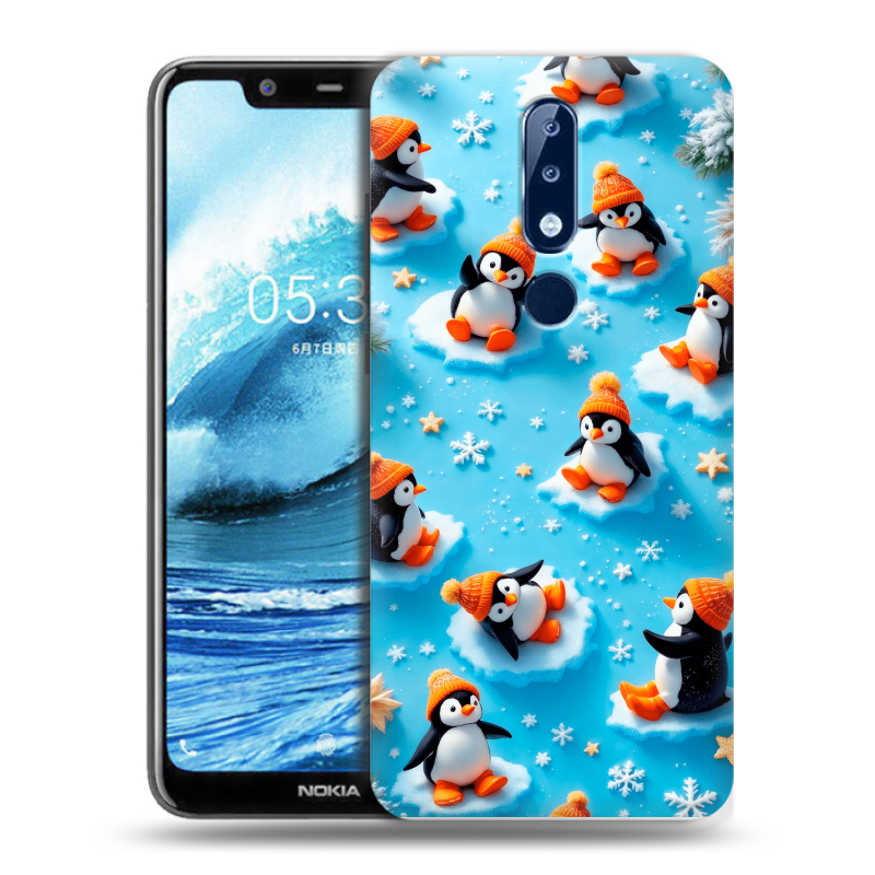 Силиконовый противоударный чехол на Nokia 5.1 Plus с принтом Новый год Силиконовый противоударный чехол на Nokia 5.1 Plus с принтом Новый год