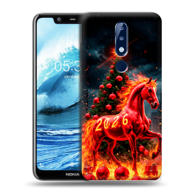 Силиконовый чехол на Nokia 5.1 Plus с принтом Новый год Силиконовый чехол на Nokia 5.1 Plus с принтом Новый год