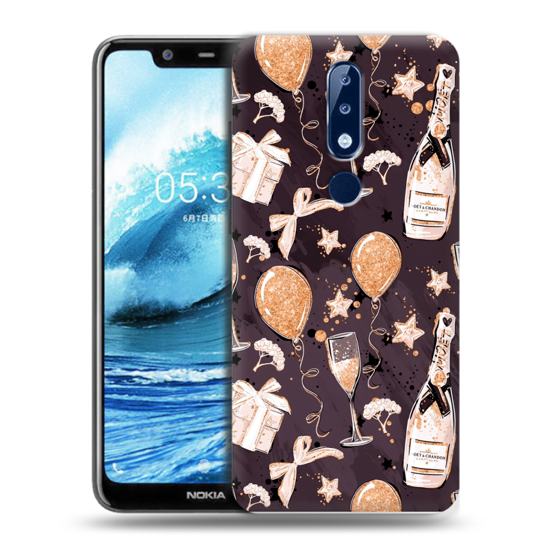 Силиконовый противоударный чехол на Nokia 5.1 Plus с принтом Новый год Силиконовый противоударный чехол на Nokia 5.1 Plus с принтом Новый год