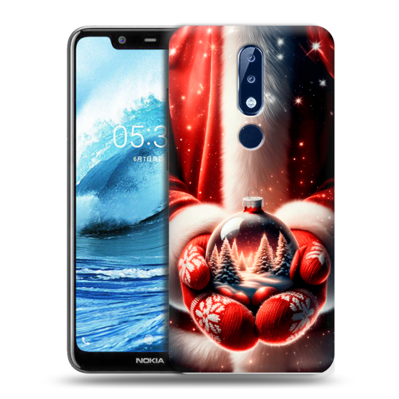 Силиконовый противоударный чехол на Nokia 5.1 Plus с принтом Новый год Силиконовый противоударный чехол на Nokia 5.1 Plus с принтом Новый год
