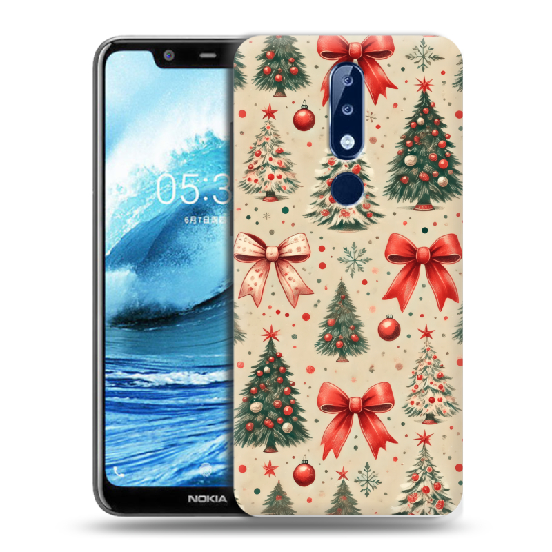 Силиконовый противоударный чехол на Nokia 5.1 Plus с принтом Новый год Силиконовый противоударный чехол на Nokia 5.1 Plus с принтом Новый год