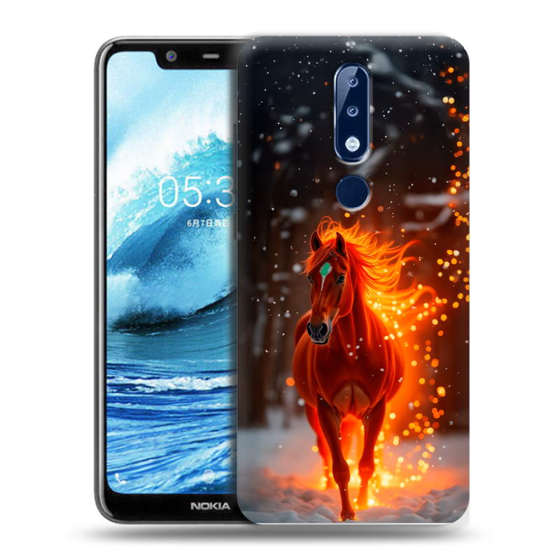 Силиконовый противоударный чехол на Nokia 5.1 Plus с принтом Новый год Силиконовый противоударный чехол на Nokia 5.1 Plus с принтом Новый год