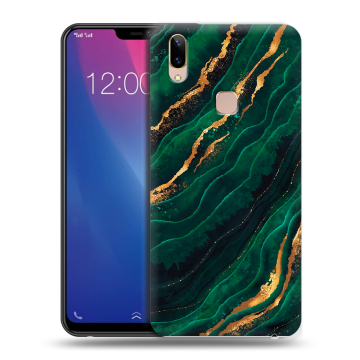 Силиконовый чехол на Vivo Y85 с принтом Мрамор зеленое золото