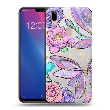 Силиконовый чехол на Vivo Y85 с принтом Бабочки и цветы