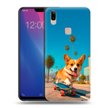 Силиконовый чехол на Vivo Y85 с принтом Корги на скейте