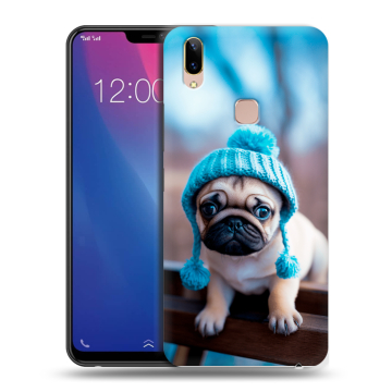 Силиконовый чехол на Vivo Y85 с принтом Мопс в шапке