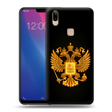 Силиконовый чехол на Vivo Y85 с принтом Герб России желтый Силиконовый чехол на Vivo Y85 с принтом Герб России желтый