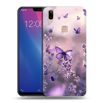 Силиконовый чехол на Vivo Y85 с принтом бабочки и лаванда Силиконовый чехол на Vivo Y85 с принтом бабочки и лаванда
