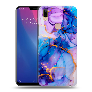 Силиконовый чехол на Vivo Y85 с принтом синий мрамор