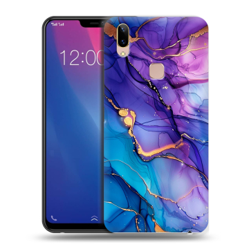 Силиконовый чехол на Vivo Y85 с принтом синий мрамор