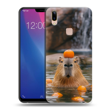 Силиконовый чехол на Vivo Y85 с принтом Капибара с апельсином
