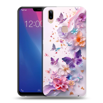 Силиконовый чехол на Vivo Y85 с принтом цветы бабочки Силиконовый чехол на Vivo Y85 с принтом цветы бабочки