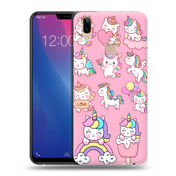 Силиконовый чехол на Vivo Y85 с принтом Единороги и радуга