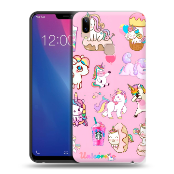 Силиконовый чехол на Vivo Y85 с принтом розовые единороги