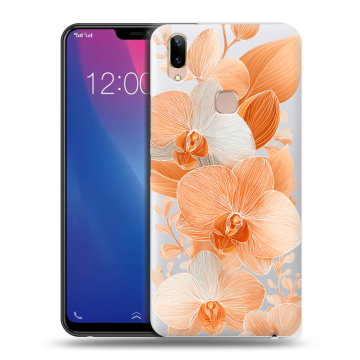 Силиконовый чехол на Vivo Y85 с принтом Бежевые цветы Силиконовый чехол на Vivo Y85 с принтом Бежевые цветы
