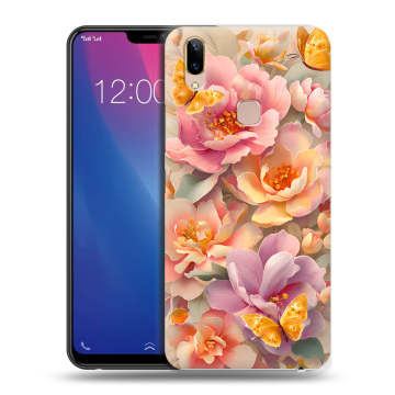 Силиконовый чехол на Vivo Y85 с принтом Цветы и бабочки Силиконовый чехол на Vivo Y85 с принтом Цветы и бабочки