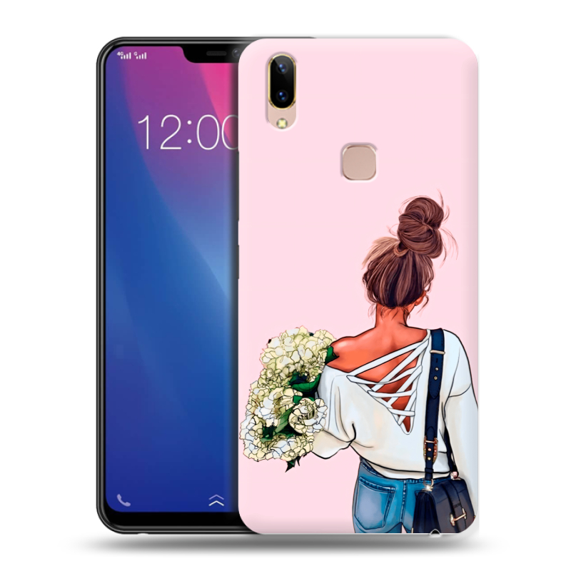 Силиконовый чехол на Vivo Y85 с принтом Девушка и букет Силиконовый чехол на Vivo Y85 с принтом Девушка и букет