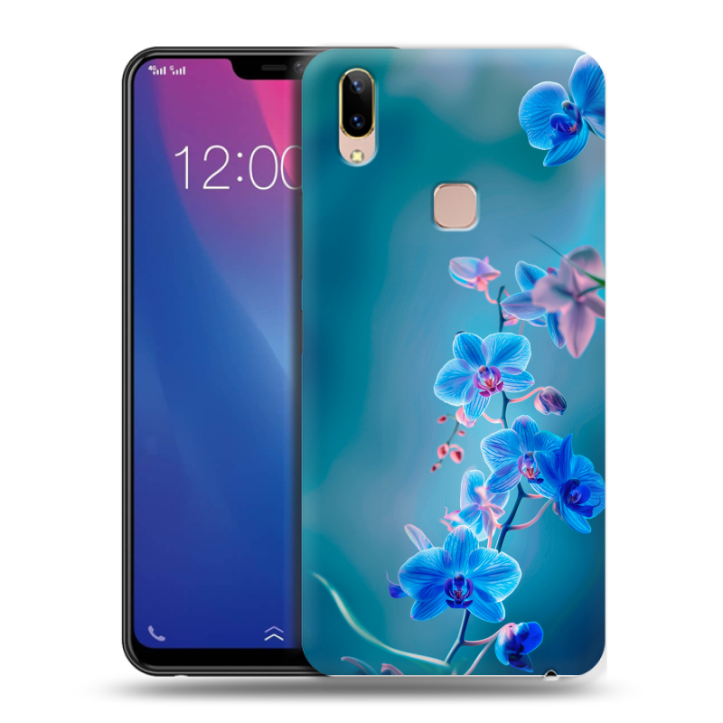 Силиконовый чехол на Vivo Y85 с принтом Голубые цветы Силиконовый чехол на Vivo Y85 с принтом Голубые цветы