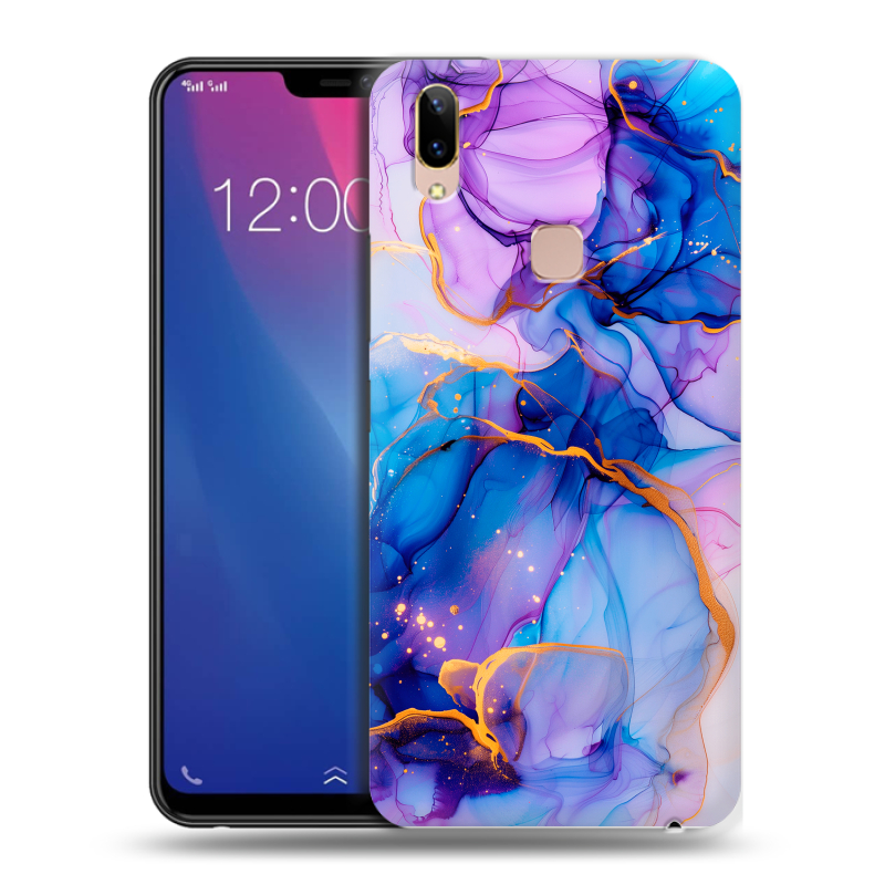 Силиконовый чехол на Vivo Y85 с принтом синий мрамор Силиконовый чехол на Vivo Y85 с принтом синий мрамор