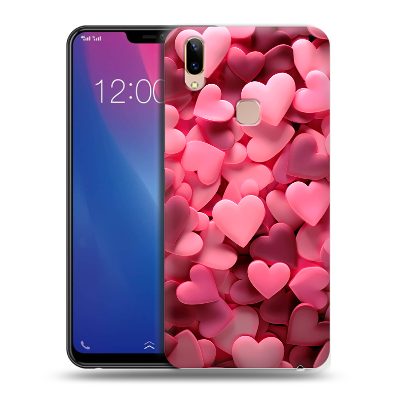 Силиконовый чехол на Vivo Y85 с принтом розовые сердечки Силиконовый чехол на Vivo Y85 с принтом розовые сердечки