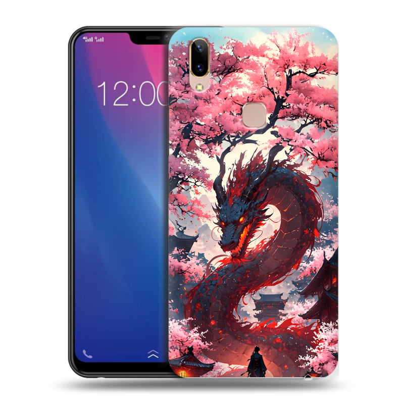 Силиконовый чехол на Vivo Y85 с принтом Дракон Японский Силиконовый чехол на Vivo Y85 с принтом Дракон Японский