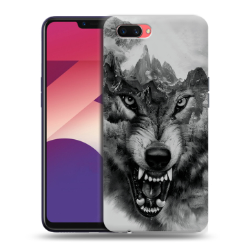 Пластиковый чехол на OPPO A3s с принтом Волк Пластиковый чехол на OPPO A3s с принтом Волк