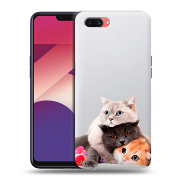 Пластиковый чехол на OPPO A3s с принтом Кошки Пластиковый чехол на OPPO A3s с принтом Кошки