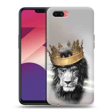 Пластиковый чехол на OPPO A3s с принтом Лев с короной Пластиковый чехол на OPPO A3s с принтом Лев с короной