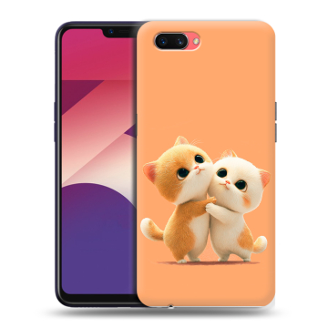 Пластиковый чехол на OPPO A3s с принтом Милые котики Пластиковый чехол на OPPO A3s с принтом Милые котики