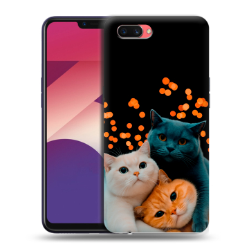 Пластиковый чехол на OPPO A3s с принтом Кошки Пластиковый чехол на OPPO A3s с принтом Кошки