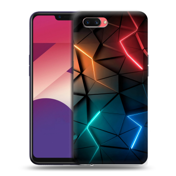 Пластиковый чехол на OPPO A3s с принтом Абстракция неон Пластиковый чехол на OPPO A3s с принтом Абстракция неон