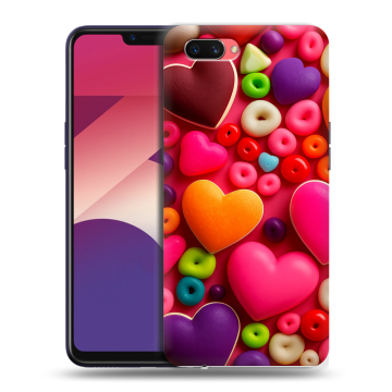 Пластиковый чехол на OPPO A3s с принтом Сердечки Пластиковый чехол на OPPO A3s с принтом Сердечки