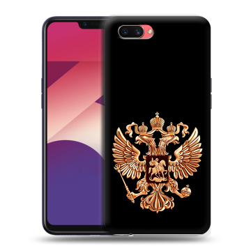 Пластиковый чехол на OPPO A3s с принтом Герб России золотой