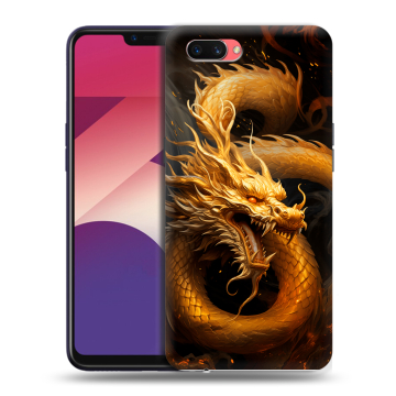 Пластиковый чехол на OPPO A3s с принтом Золотой дракон